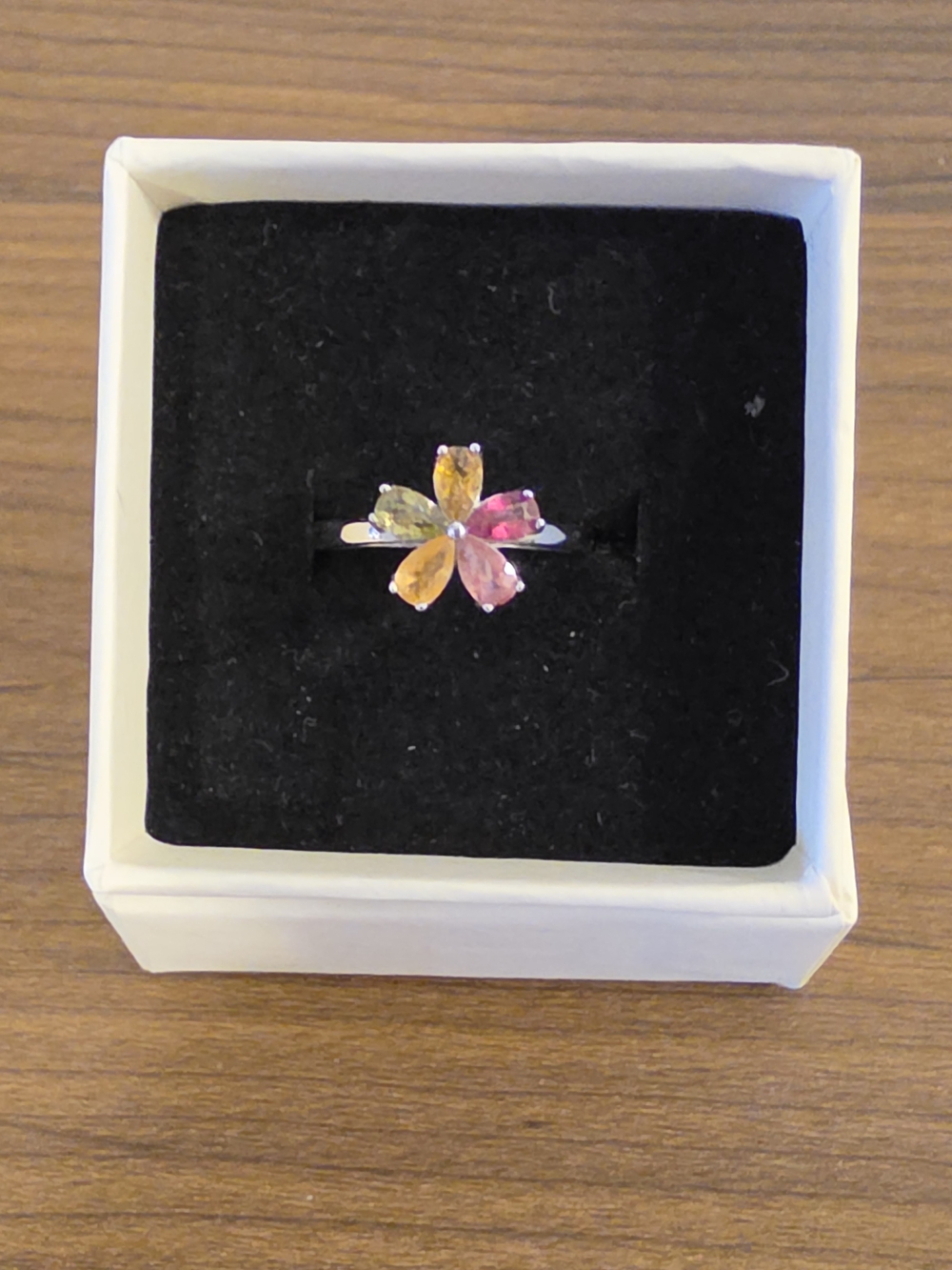Tourmaline Flower Petal Ring - Women Jewelry